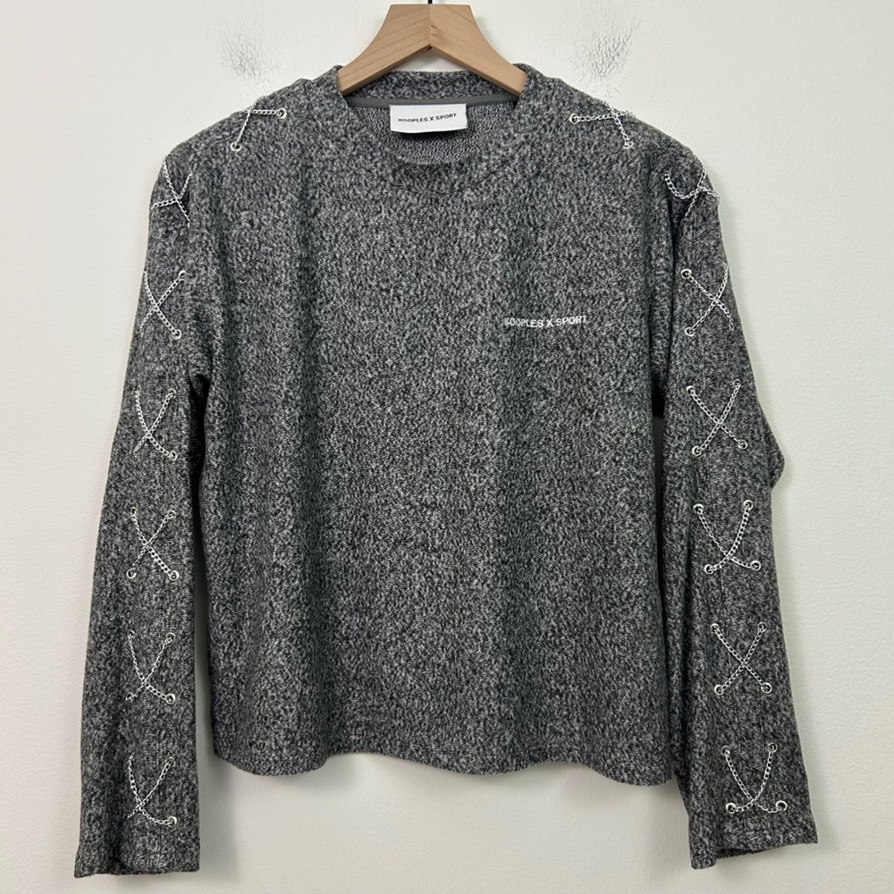 The Kooples‎ x Sport Chain Sleeve Sweater Heather Gray Size 1 Small